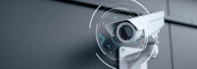 a close-up photo of a video surveillance camera